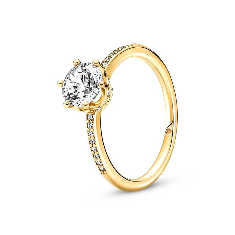 Large Crystal Women's Golden Wedding Ring