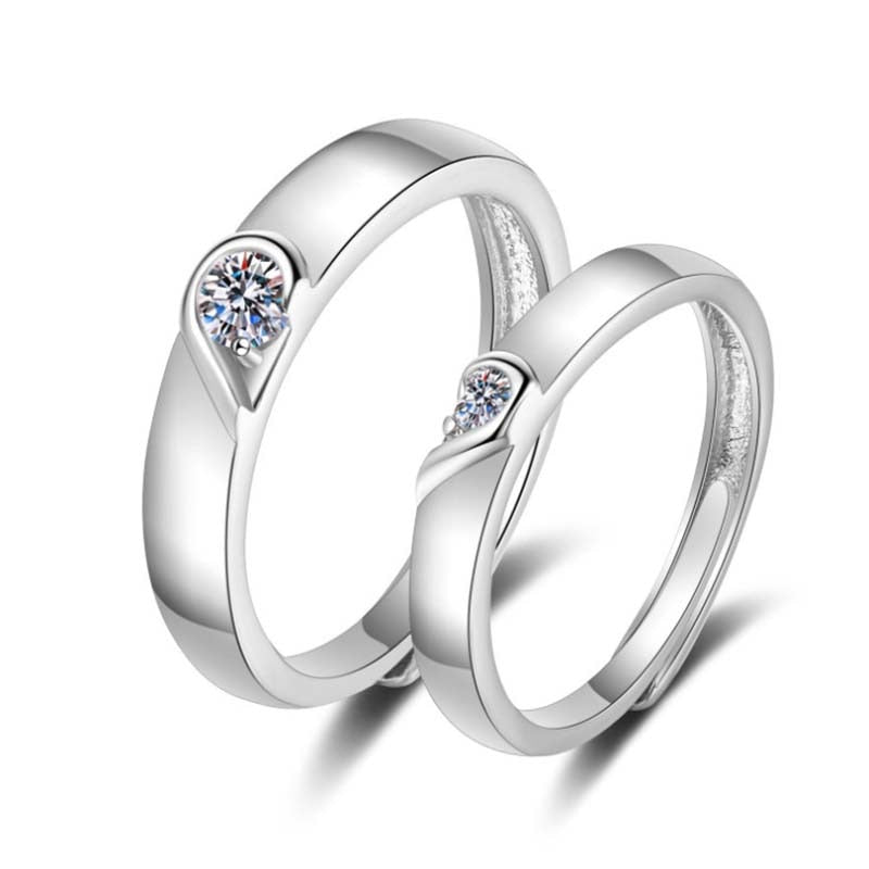 Dual Hearts Blue Crystal Couples Ring