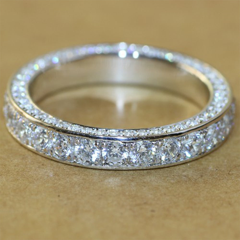 Dazzling Diamond 925 Silver Sparkling Ring